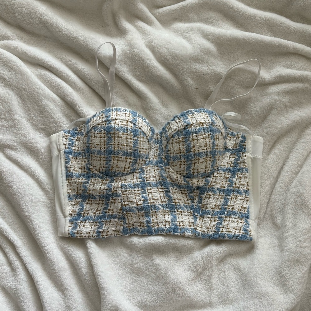 Plaid bustier top